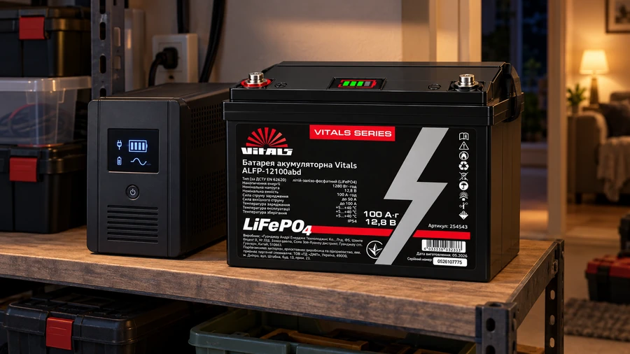 Vitals ALFP-12100ABD с дисплеем рядом с источником бесперебойного питания