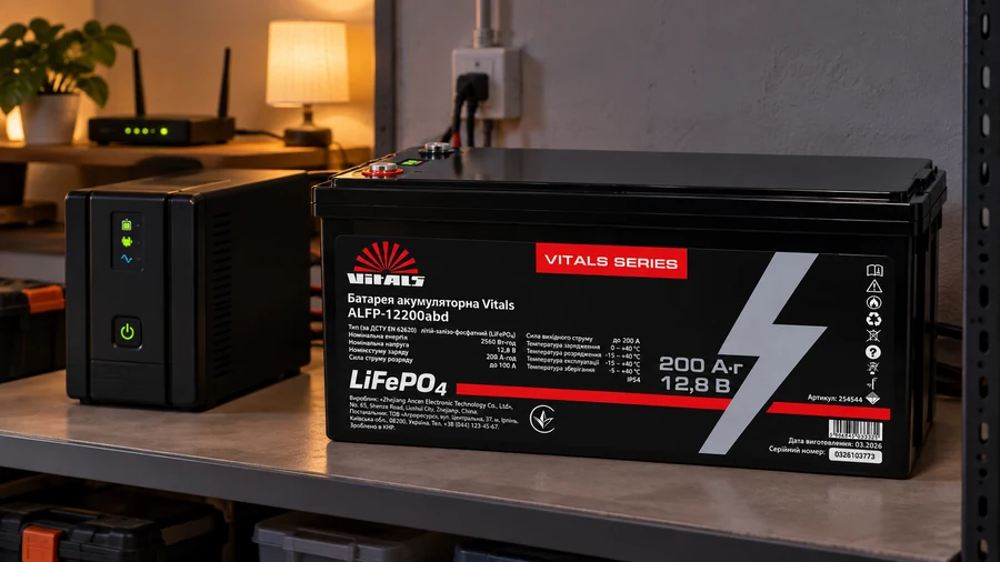 Vitals ALFP-12200ABD поруч із ДБЖ під час резервного живлення