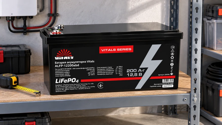 Габарити та розміщення акумулятора Vitals ALFP-12200ABD