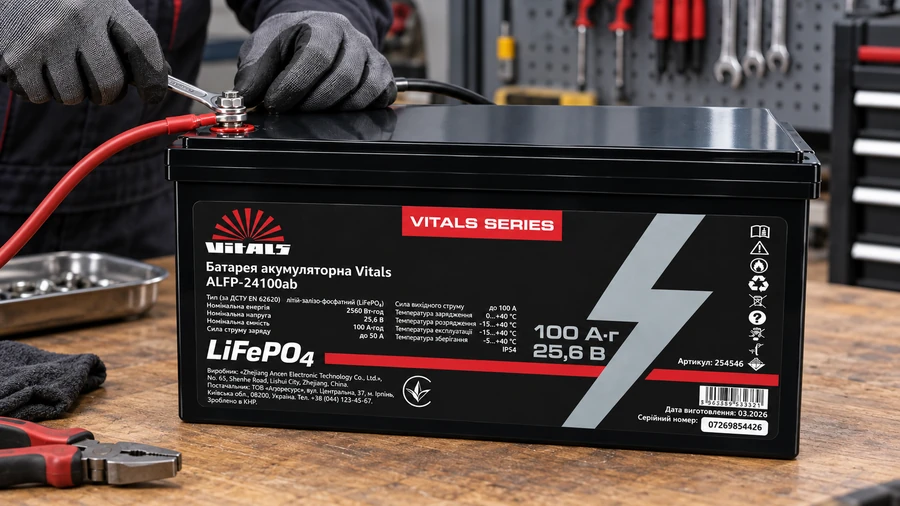 Монтаж силового наконечника на клему M8 Vitals ALFP-24100AB