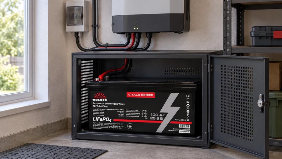 Vitals ALFP-24100AB у вентильованій шафі резервного живлення