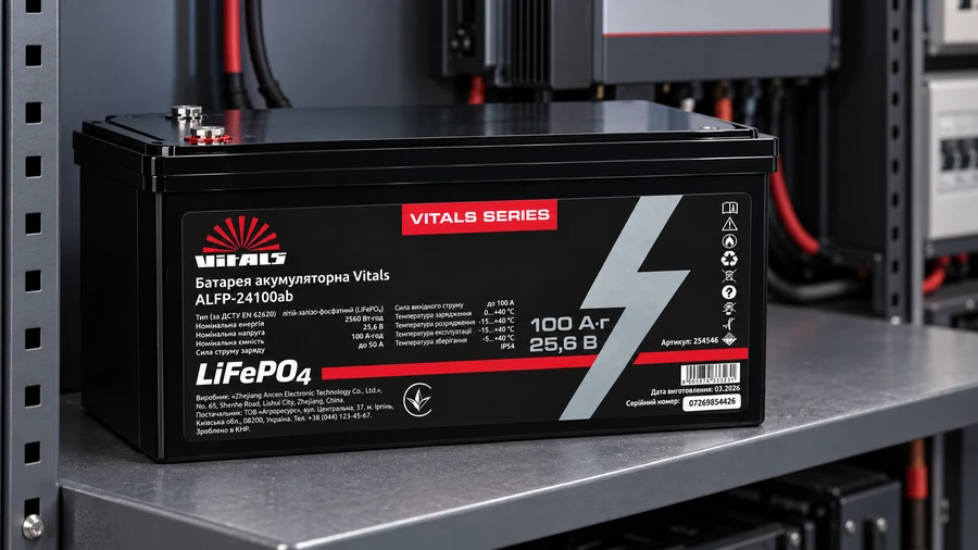 Корпус і верхні клеми акумулятора Vitals ALFP-24100AB