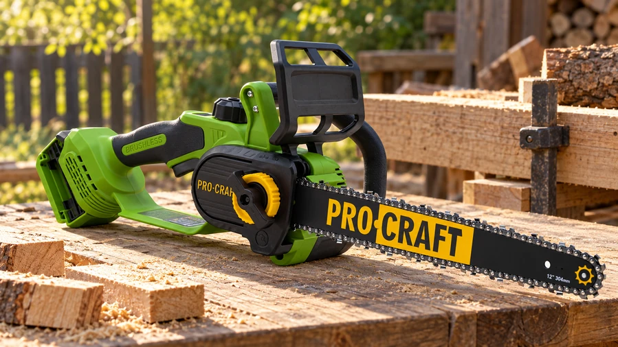 Procraft PKA33 без батареи возле деревянных заготовок — иллюстрация