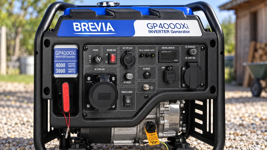 Панель генератора Brevia GP4000Xi с розетками и дисплеем