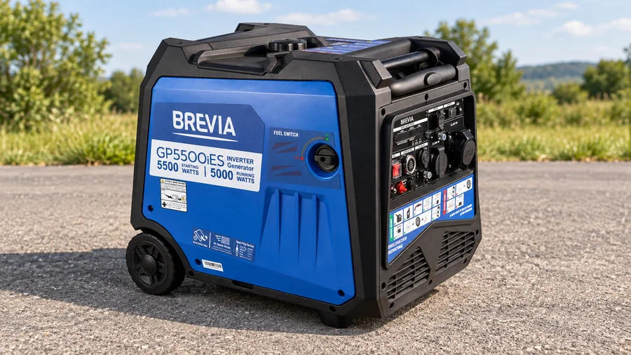 Brevia GP5500iES в закрытом синем корпусе на открытой площадке