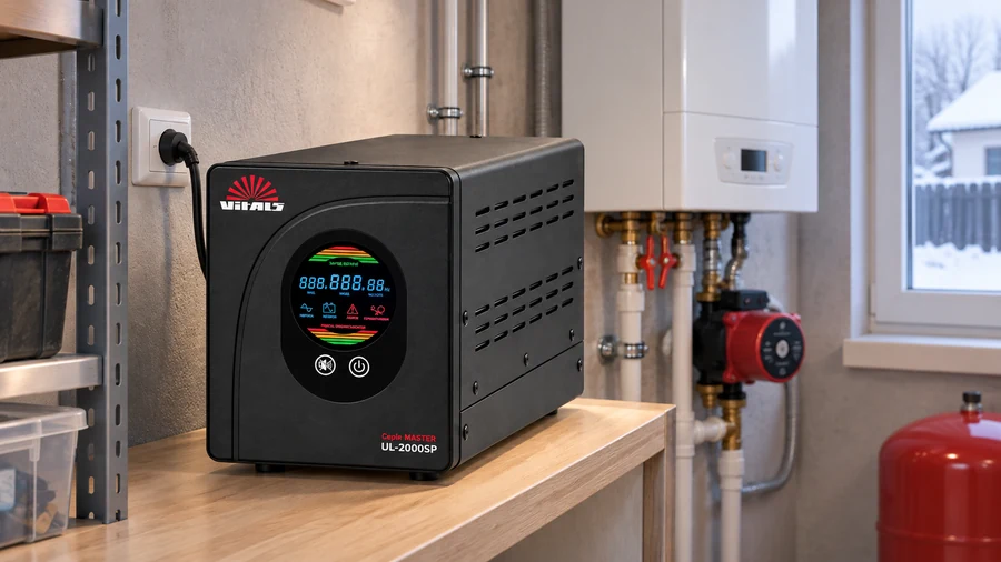 Vitals Master UL-2000SP у системі резервного живлення котла