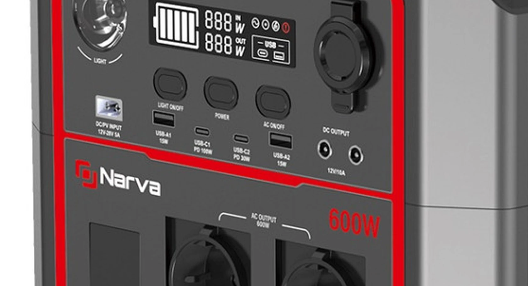 Передняя панель портативной станции NARVA NPS-600